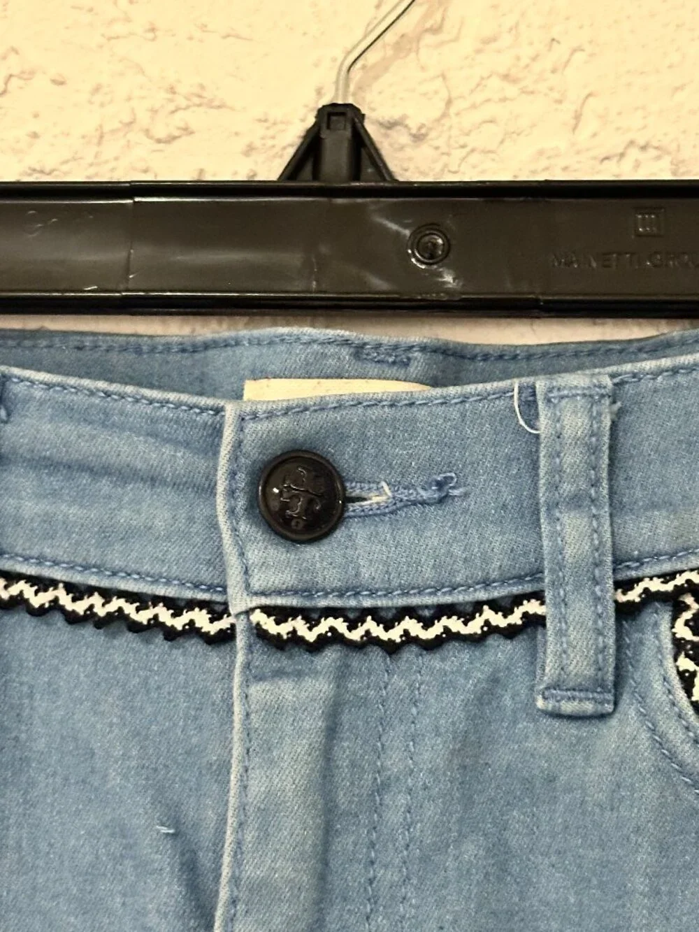 Tory Burch Light Wash Ruffle Trim Capri Jeans Size 24